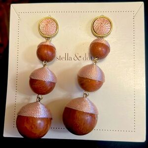 Stella & Dot Effie Earrings, Blush Pink and Wood